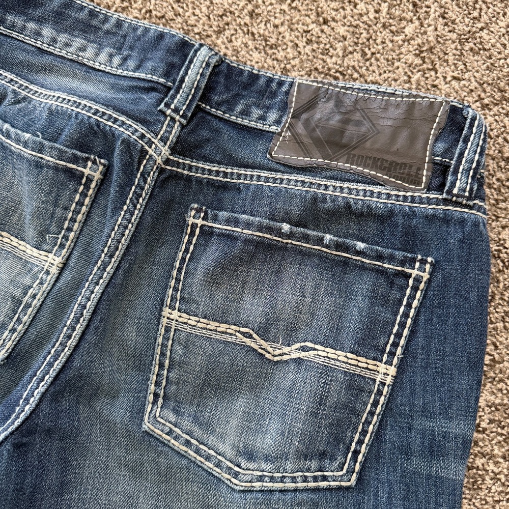 Rock & Roll Denim Pistol Straight Regular Fit Jeans Men's 30x33 Blue Western